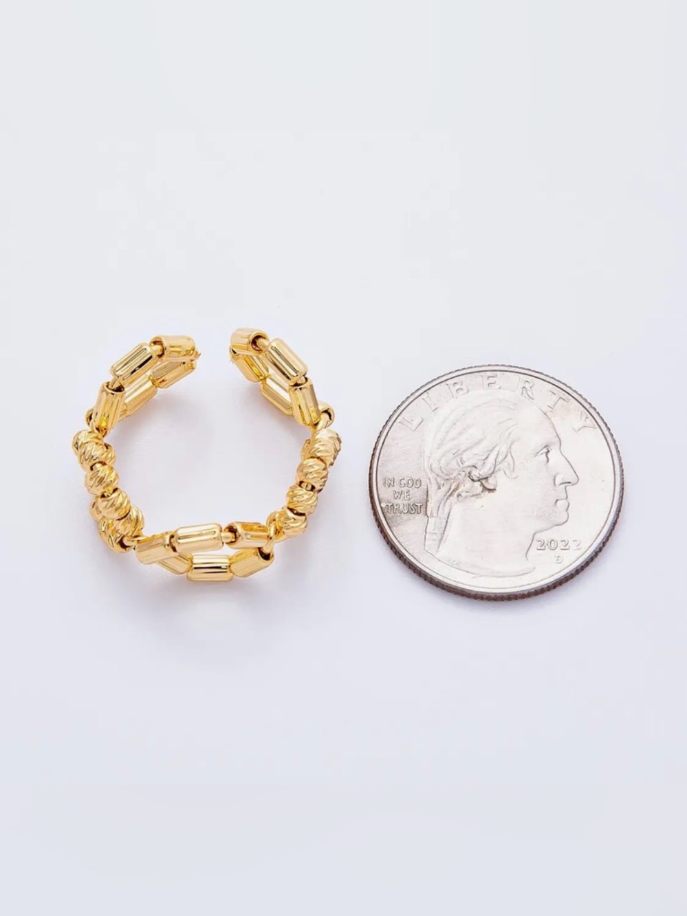 18K Gold Filled Open Textured
Geometric Hexagon Ring - Picture 4 of 4